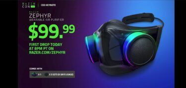 雷蛇品牌RGB智慧口罩「Razer Zephyr」正式推出，定價99.99美元起